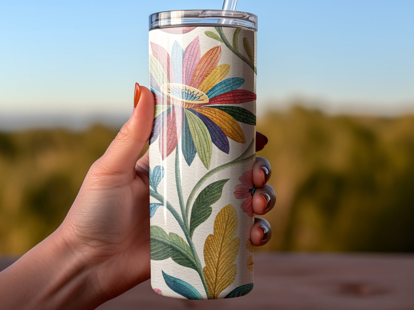 Colorful Floral Insulated Tumbler Designed Product