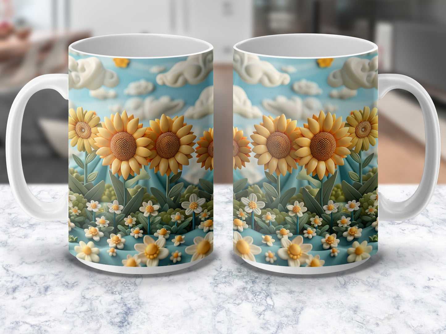 Sunflower Coffee Mug, Floral Kitchen Decor, Spring Flowers Ceramic Cup, Gift for Garden Lovers, Bright Nature Design