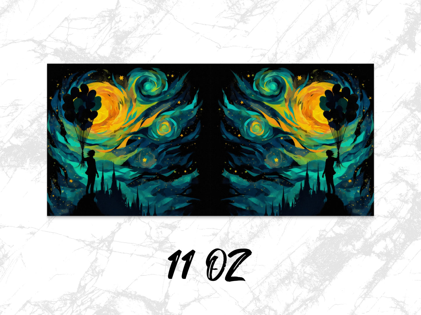 Starry Night Dual Canvas Art Print, Van Gogh Inspired Whimsical Wall Decor, 11 Oz