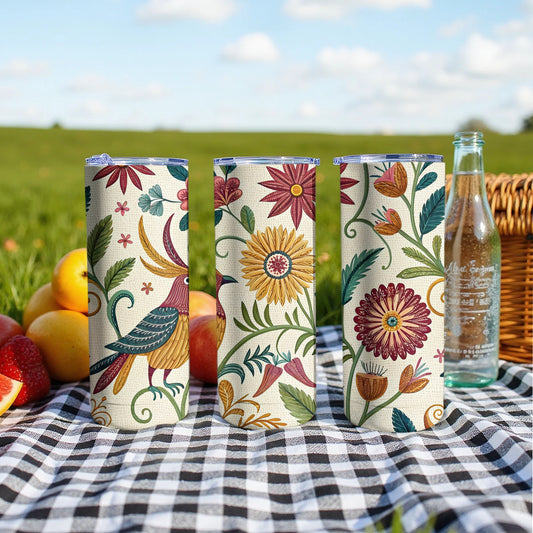 Floral and Bird Design Insulated Tumbler product