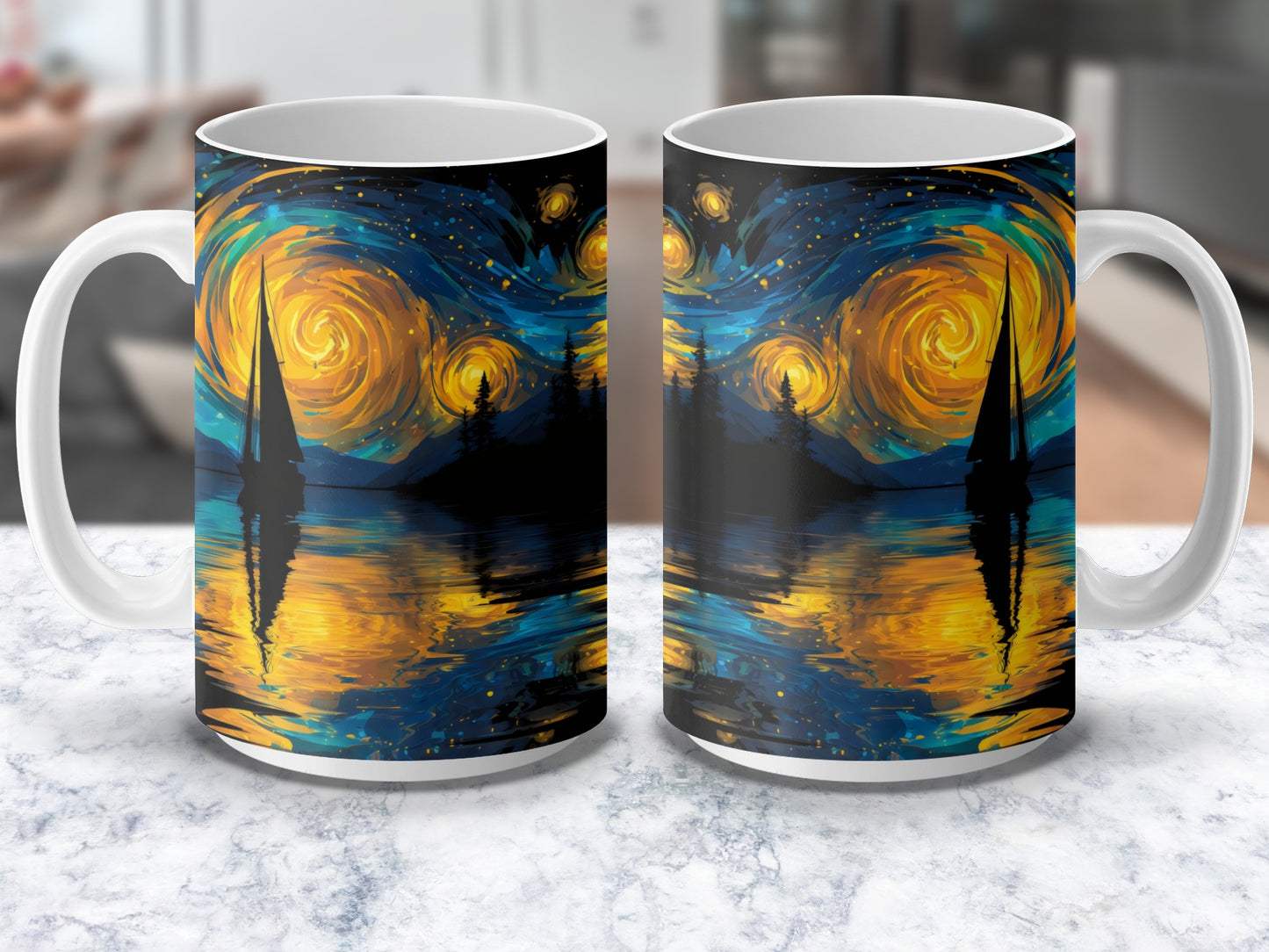 Starry Night-Inspired Coffee Mug, Van Gogh Art Print, Artist Gift, Ceramic Mug, Unique Drinkware, Art Lover Gift, Kitchen Decor