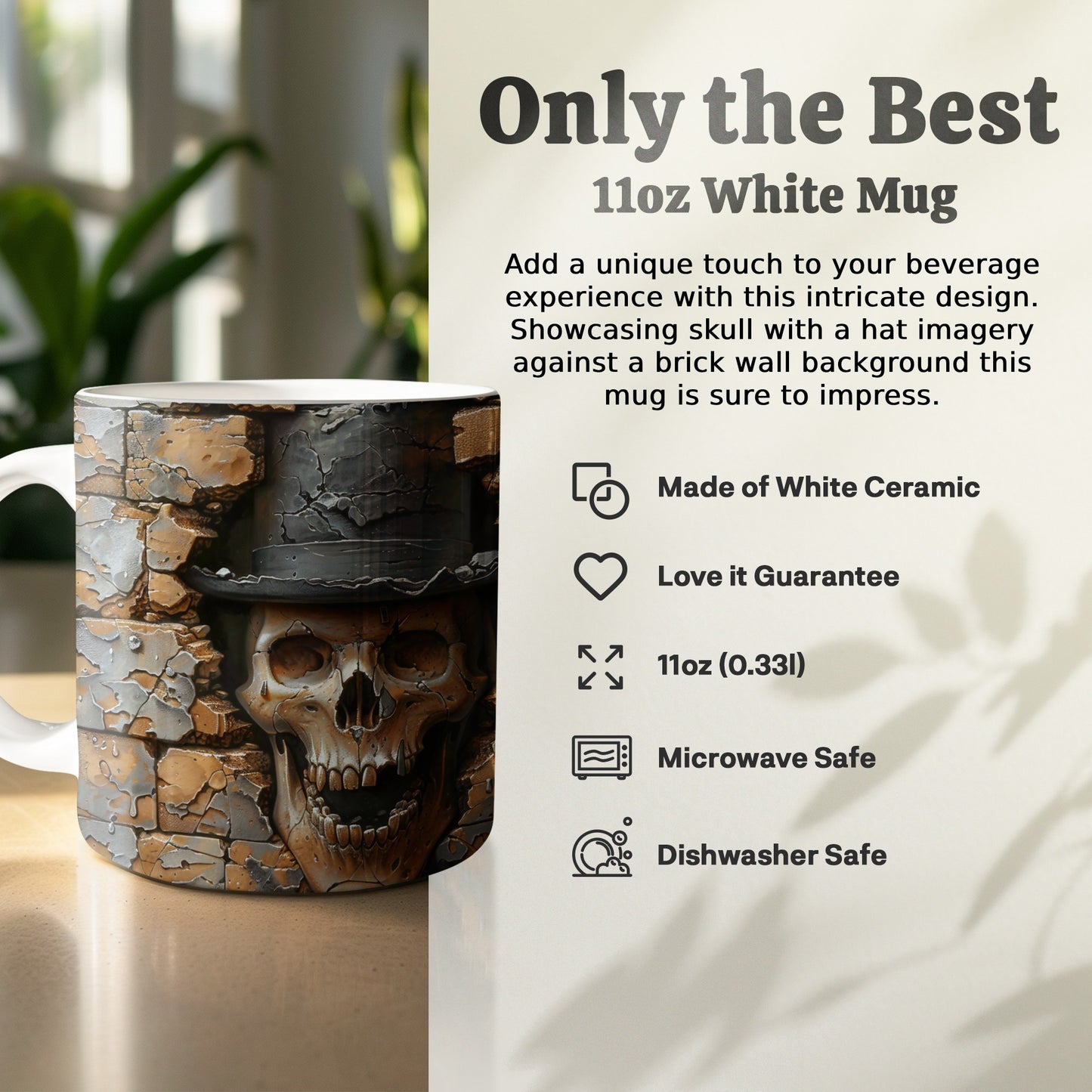 Showcasing Skull in Hat Design 11oz White Mug product