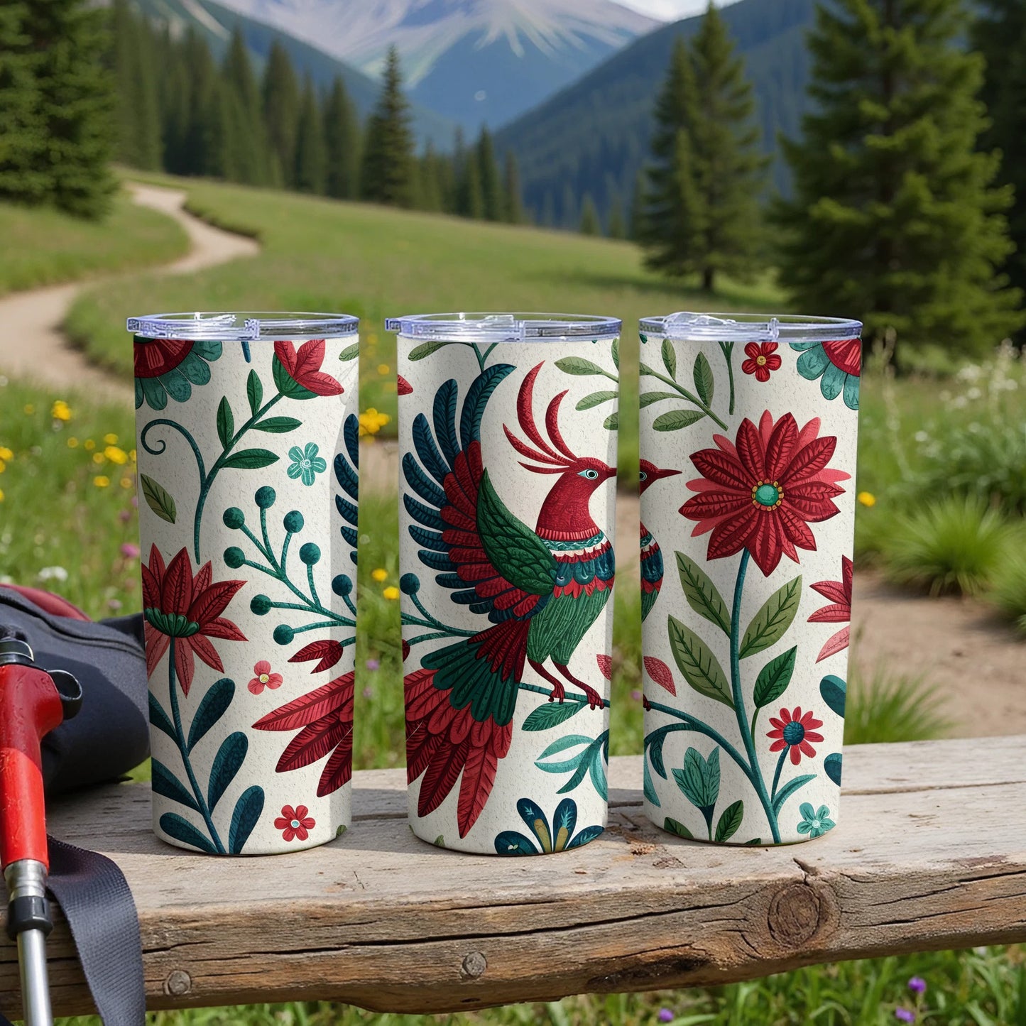 Colorful Floral and Bird Design Insulated Tumbler product