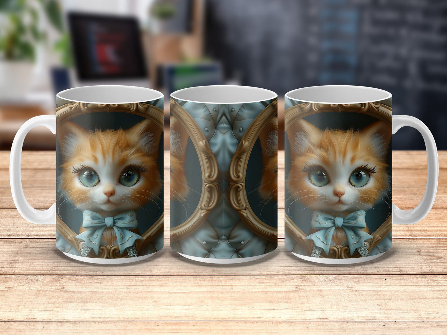 Cute Cat Mug, Blue Eyes Kitten Coffee Cup, Unique Cat Lover Gift, Animal Themed Kitchen Decor