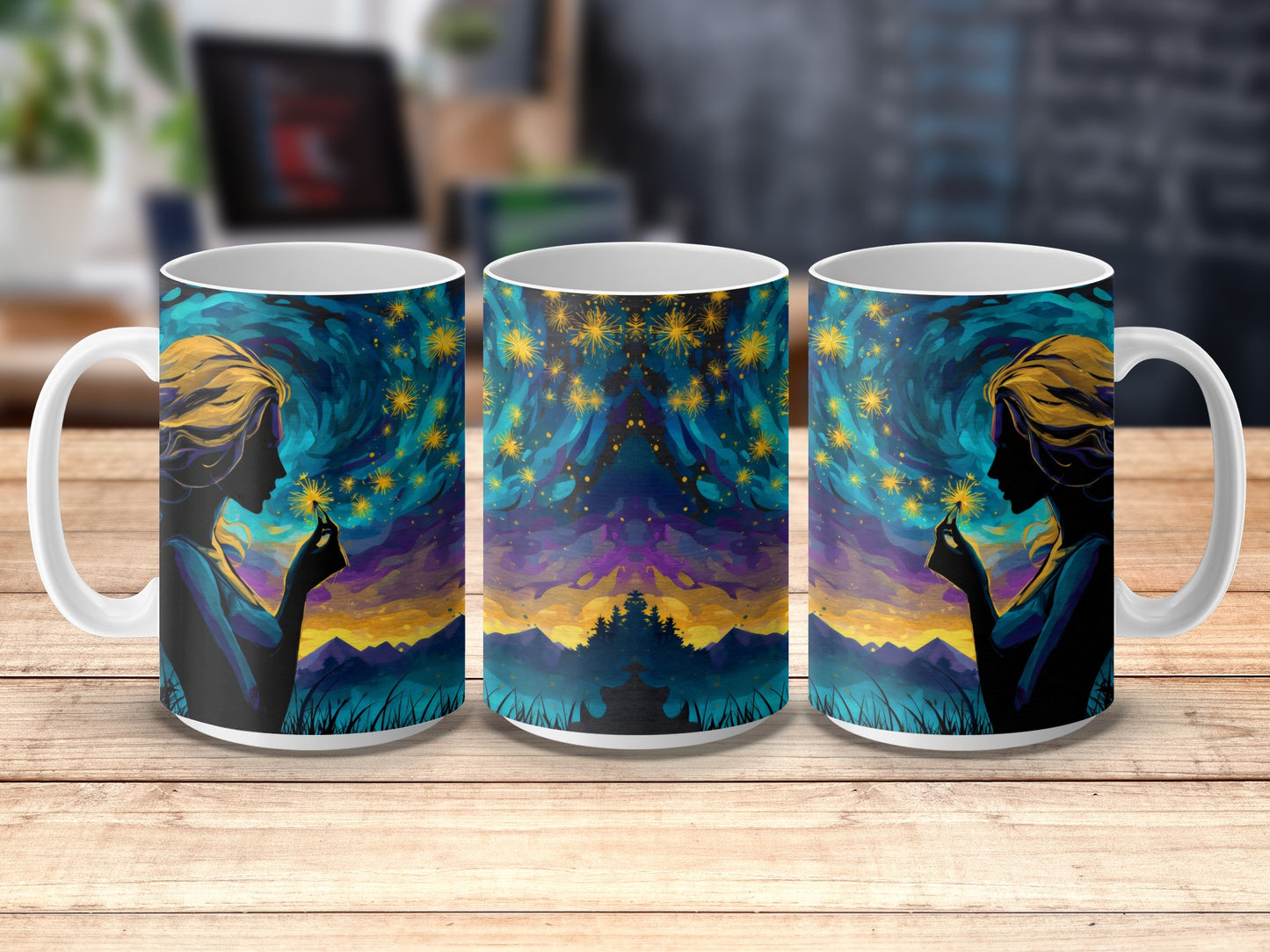 Colorful Fantasy Art Mug, Whimsical Nature Scene, Unique Gift for Art Lovers, Vibrant Coffee Cup