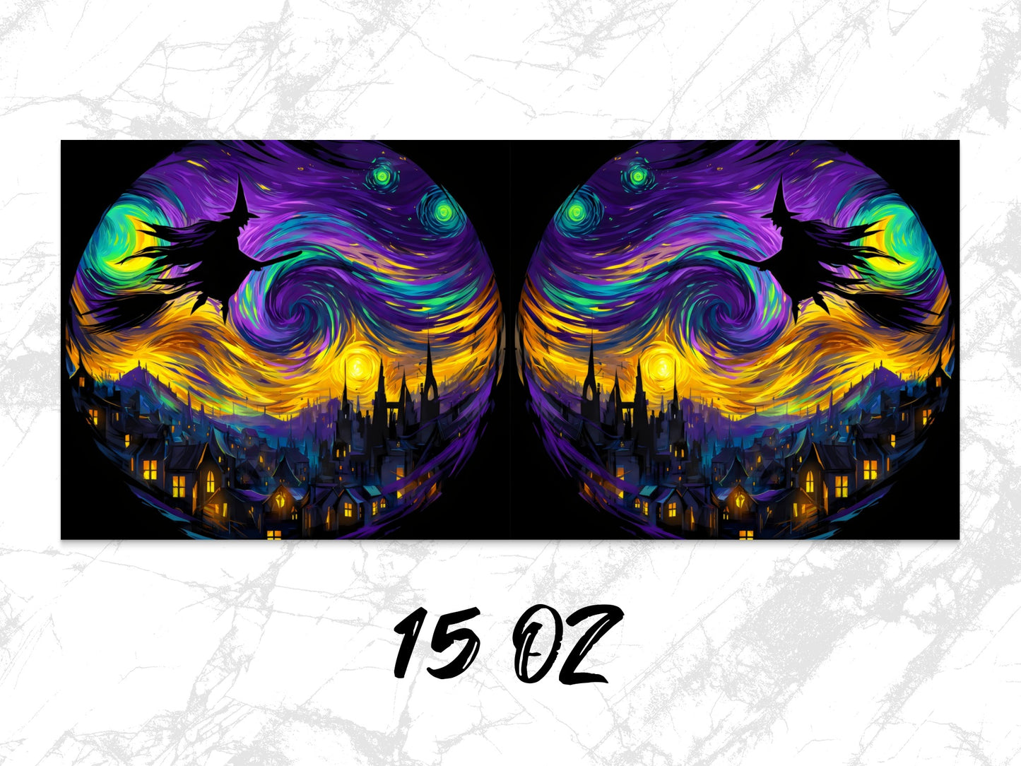 Gothic Fantasy Wall Art, Vibrant Purple Swirl, Haunted Castle Print, Spooky Home Decor, Twin Set