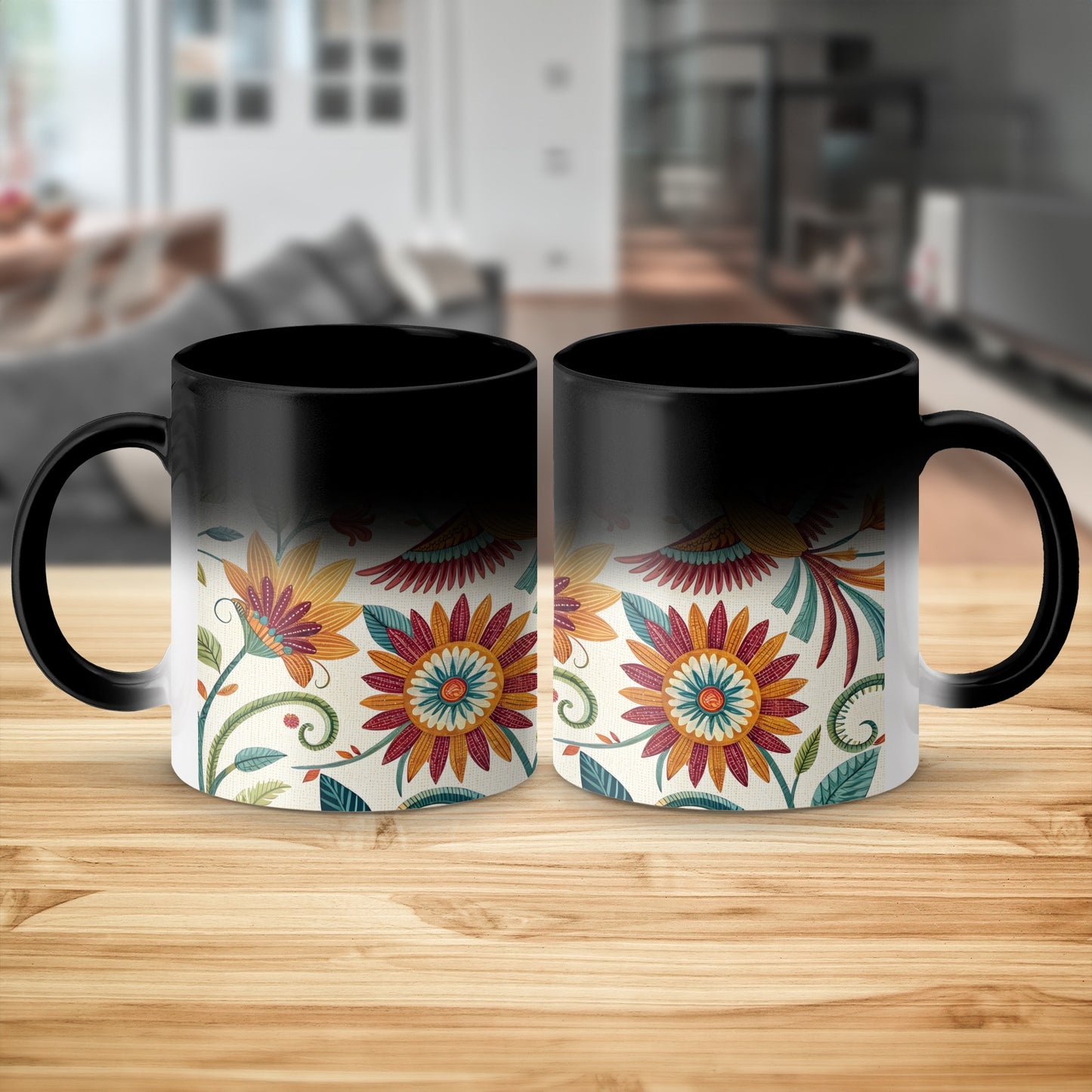 Color Changing Mug with Flower Art Design product