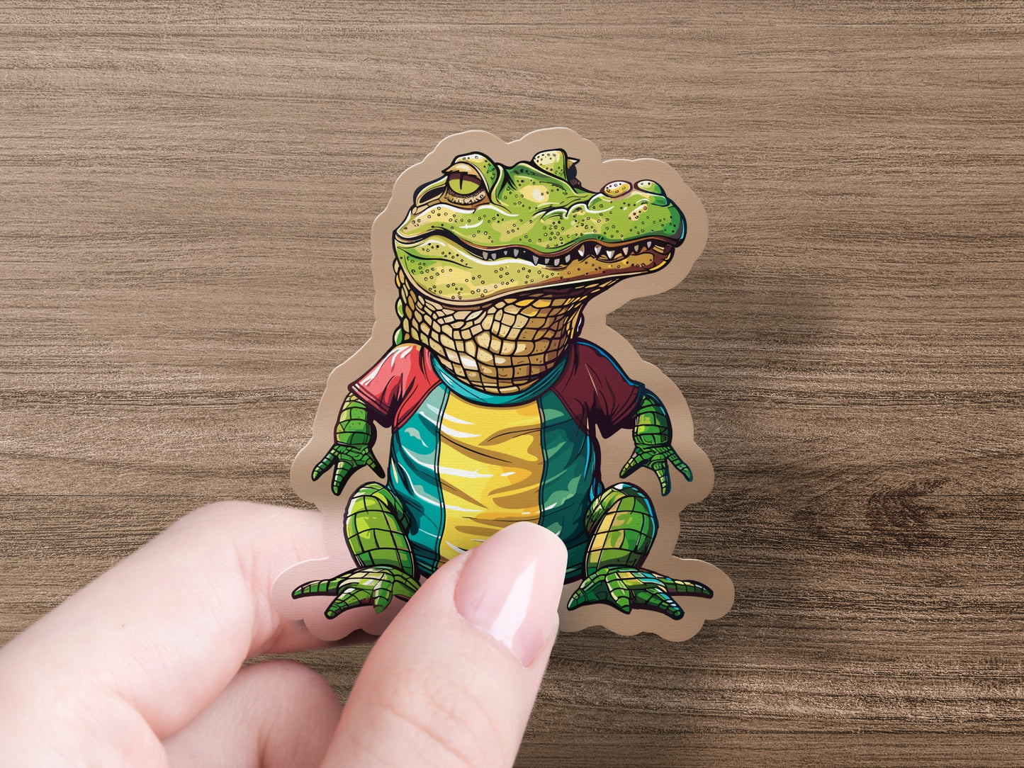 Funny Cartoon Green Alligator Sticker product