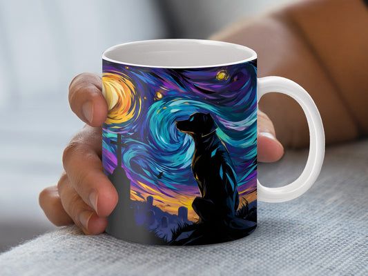 Colorful Van Gogh Inspired Starry Night Cat Mug, Artistic Coffee Cup, Unique Gift Idea