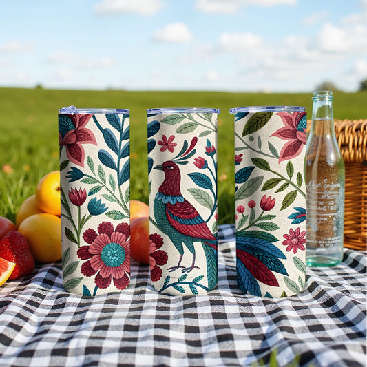 Floral Bird Design Insulated Tumbler Drinkware product type
