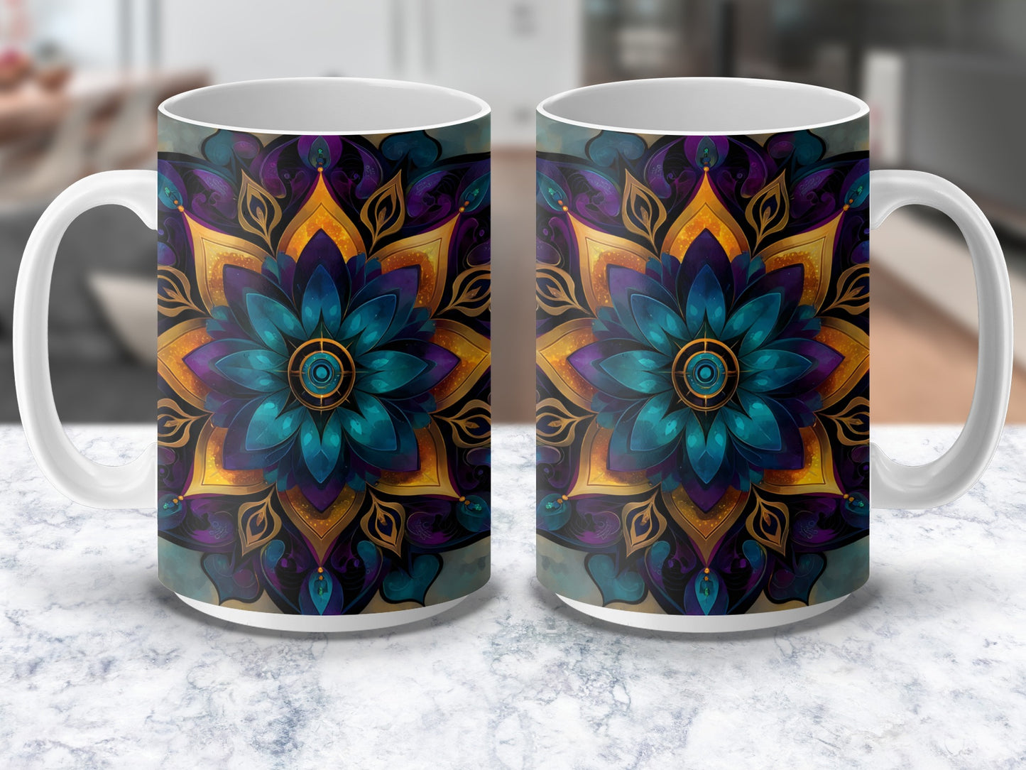 Colorful Mandala Coffee Mug, Artistic Floral Pattern Cup, Unique Boho Kitchen Decor, Gift Idea