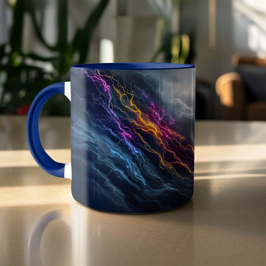 Lightning Storm Design on Blue Mug product