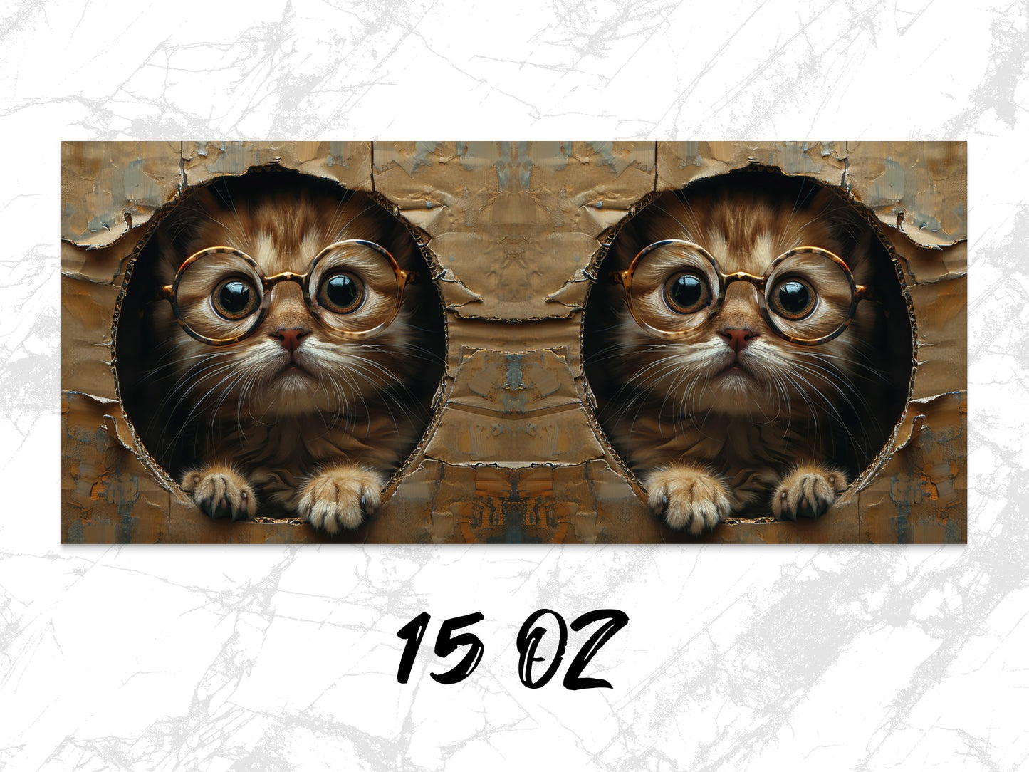 Cute Cat Art Print, Twin Kitten Wall Decor, Vintage Style Poster, Animal Lovers Gift, 15 Oz