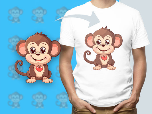 Cute Monkey T-Shirt for Kids, Cartoon Animal Graphic Tee, Fun Casual Wear