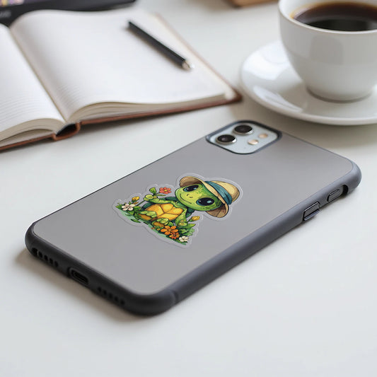 Cute Turtle with Hat and Flowers Phone Case product