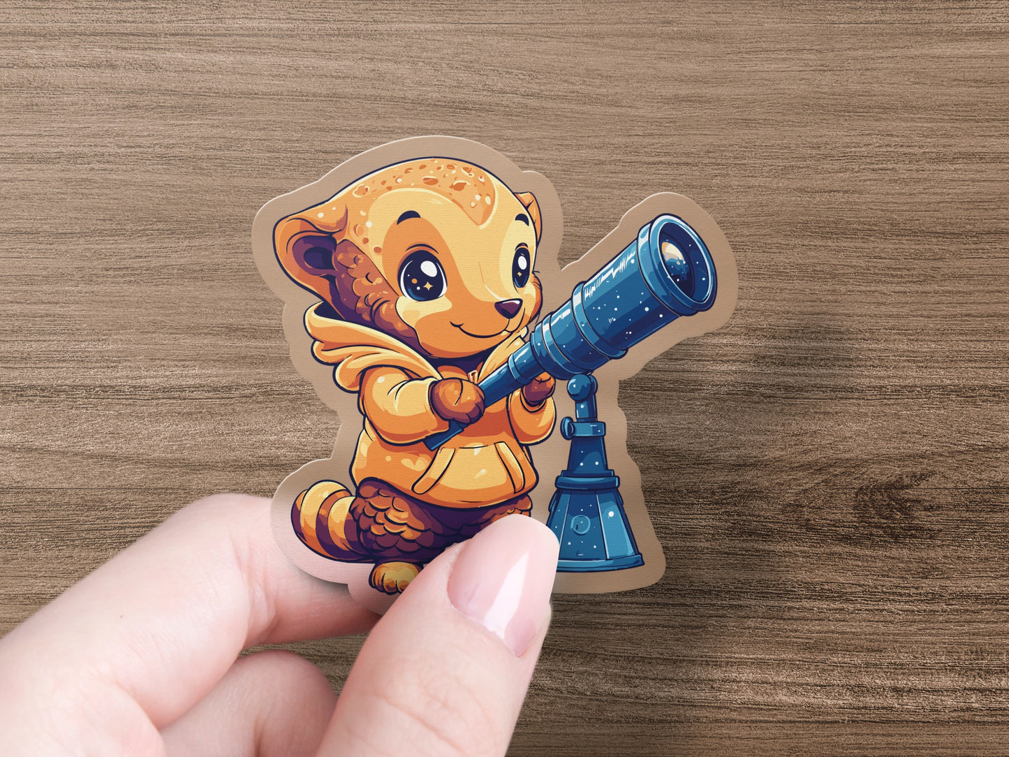 Cute Animal with Telescope Illustration Sticker product type