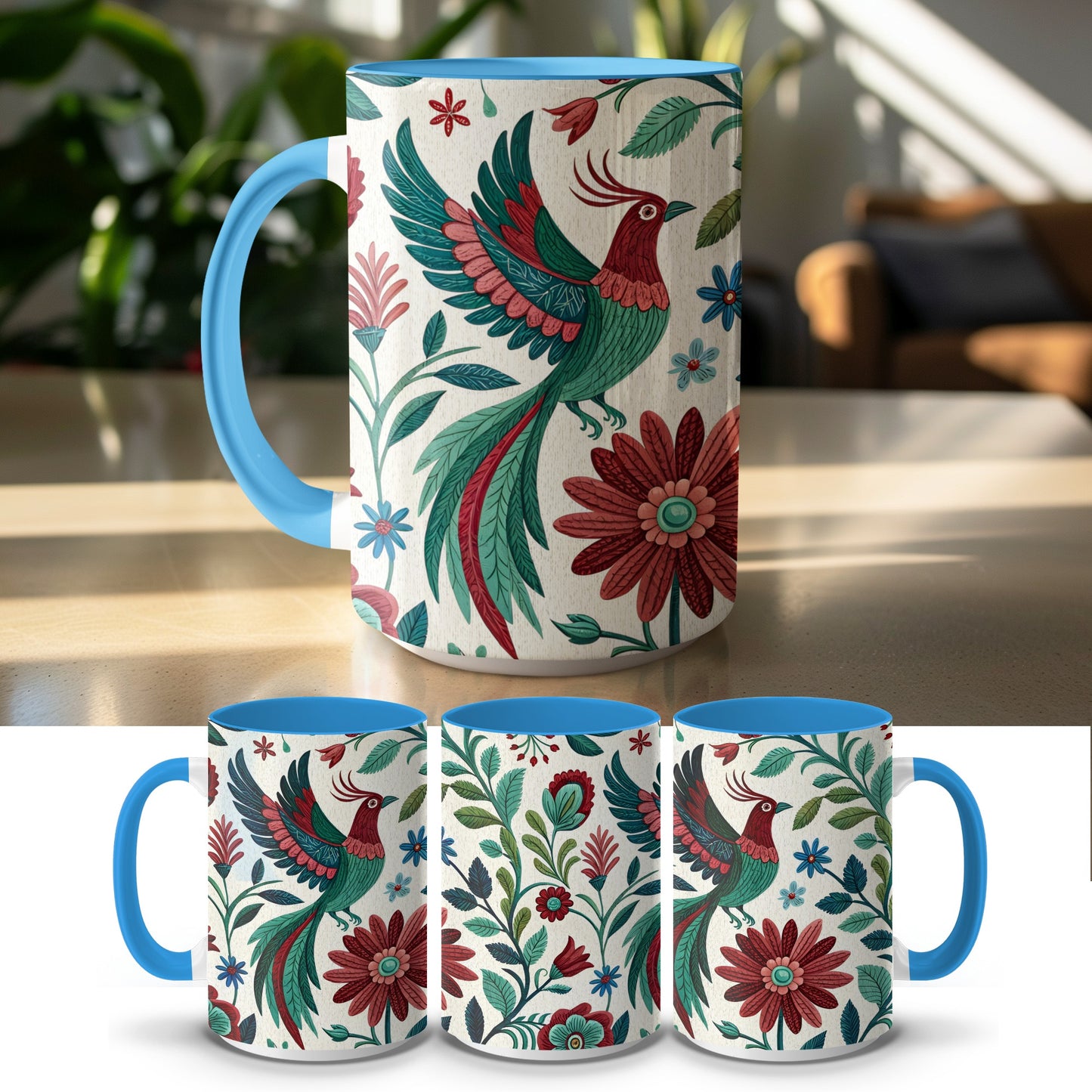 Colorful Tropical Bird Pattern on Coffee Mug product