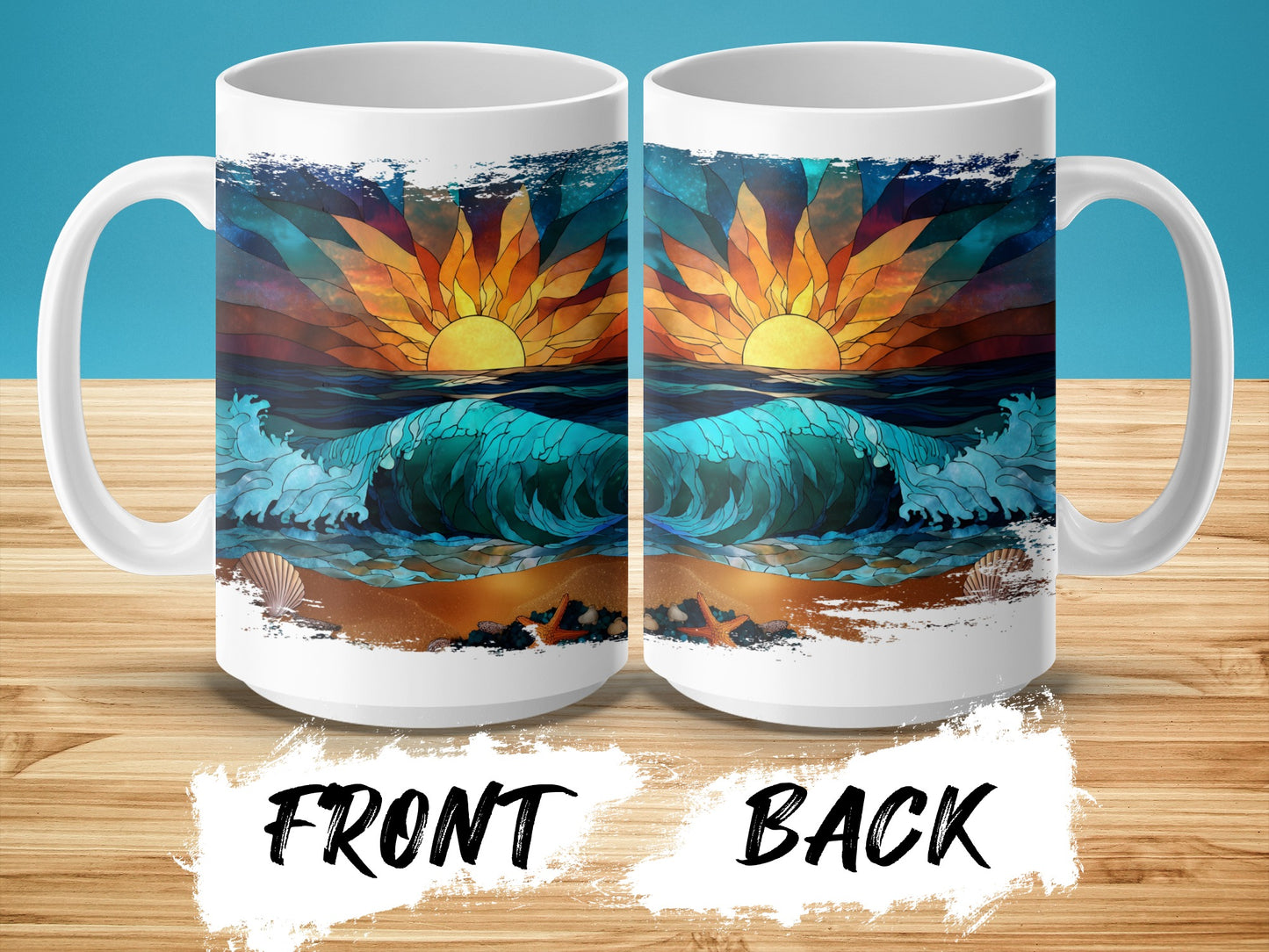 Sun and Sea Artistic Mug Vibrant Design Coffee Product