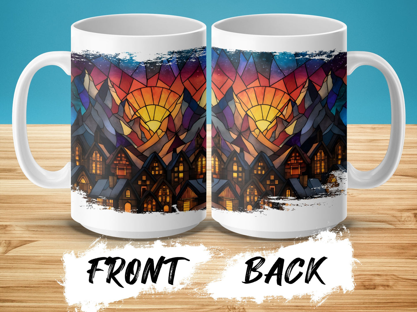 Sunset Mountain Village Art Print Mug product