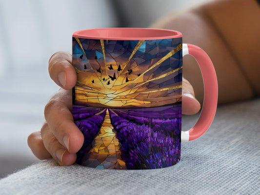 Vibrant Lavender Field and Sunset Design Mug product type