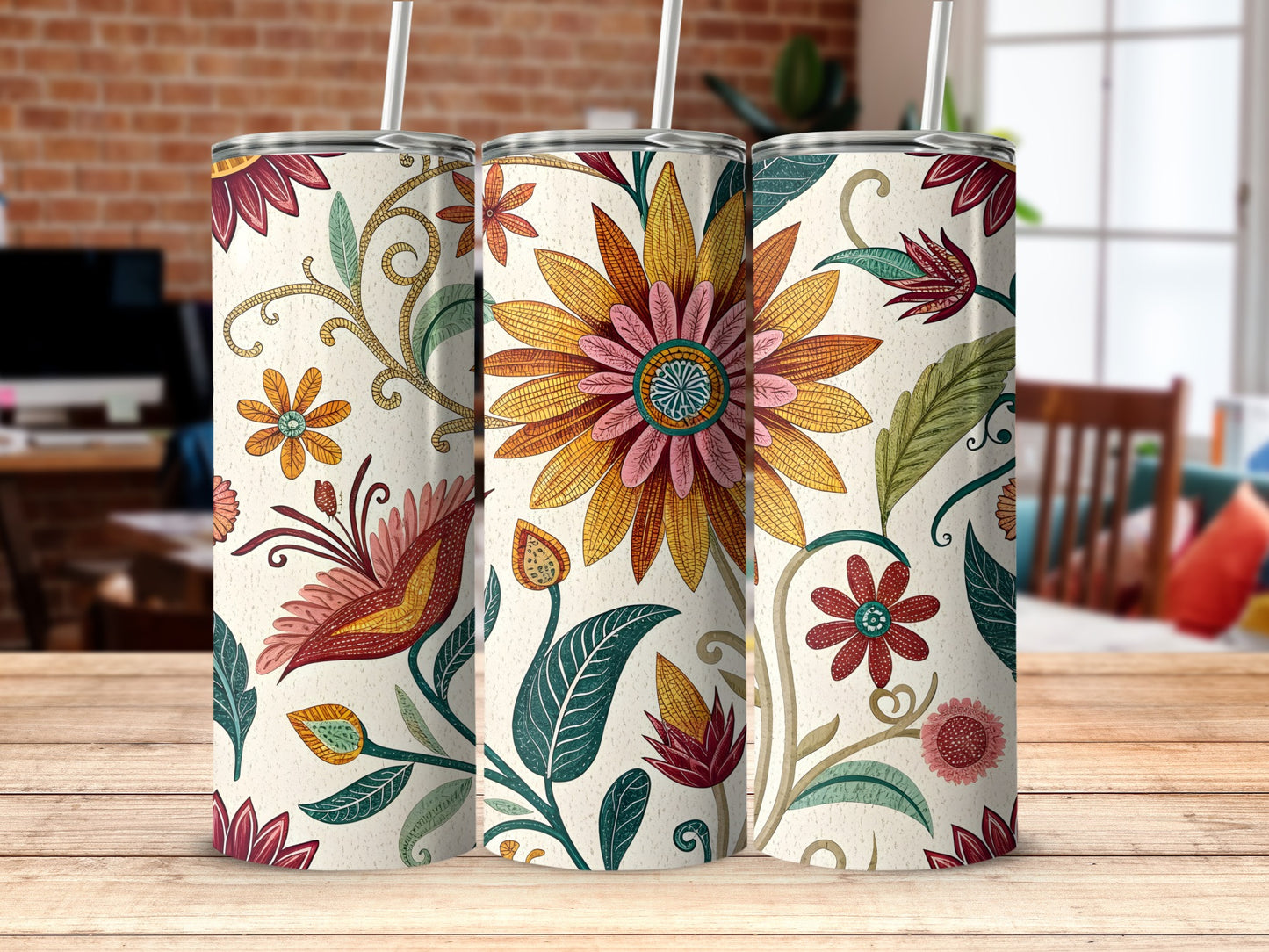Floral Pattern Vibrant Tumbler for a Unique Product Type