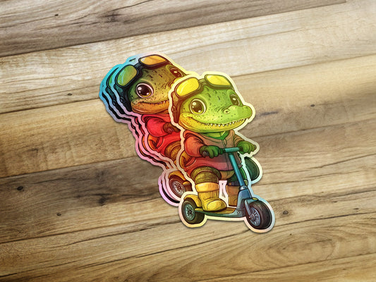 Adorable Lizard on Scooter Sticker product type