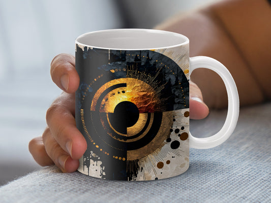 Abstract Art Coffee Mug, Modern Cosmic Design, Unique Colorful Ceramic Cup, Perfect Gift Idea