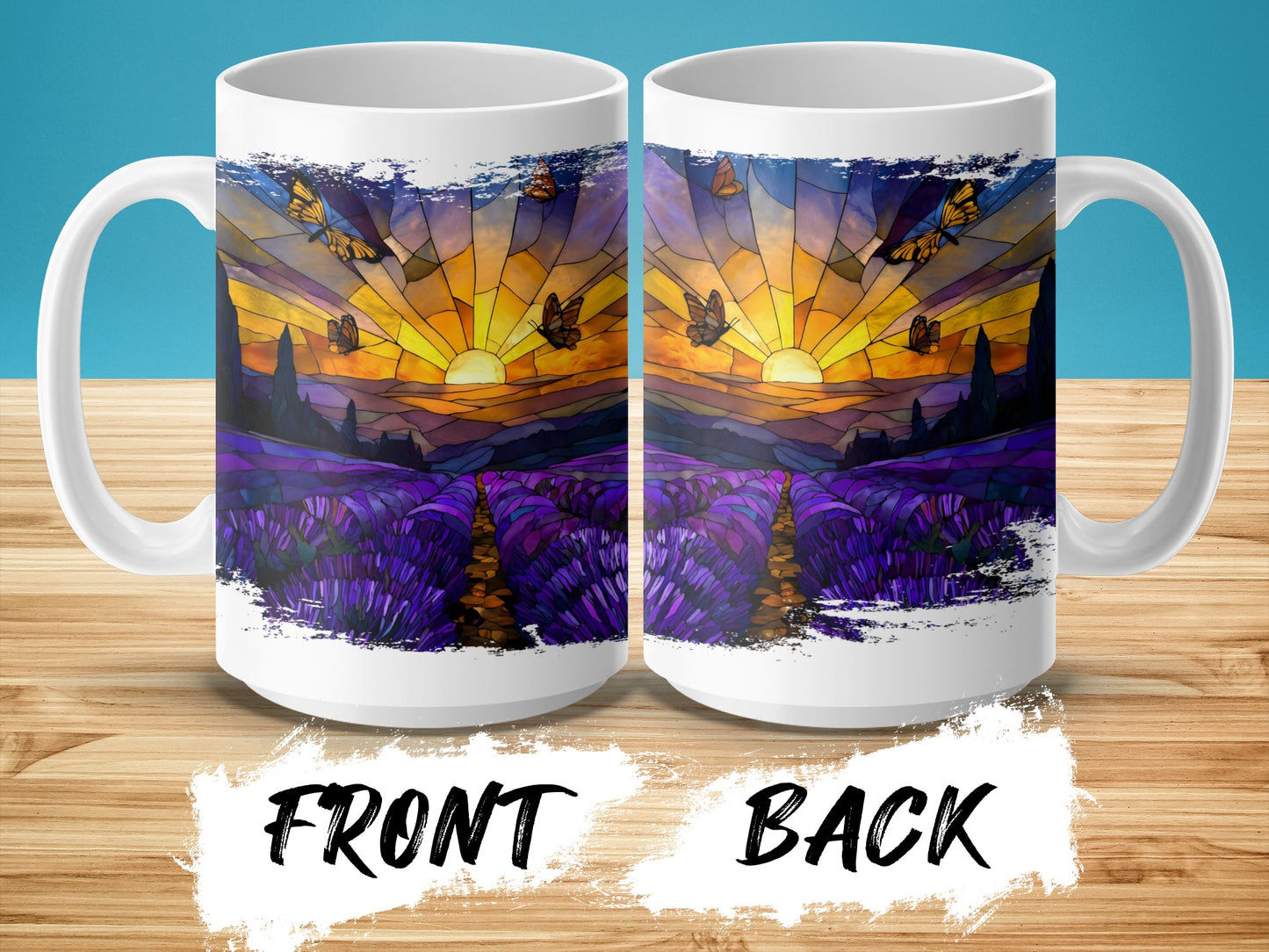 Sunrise and Butterfly Stained Glass Design Mug product type