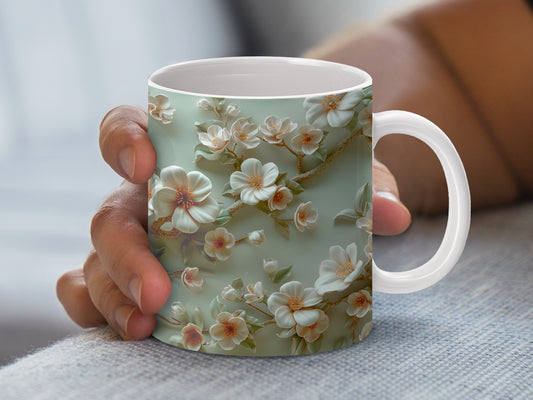 Elegant Floral Coffee Mug, Vintage Blossom Design, Ceramic Tea Cup, Perfect Gift Idea