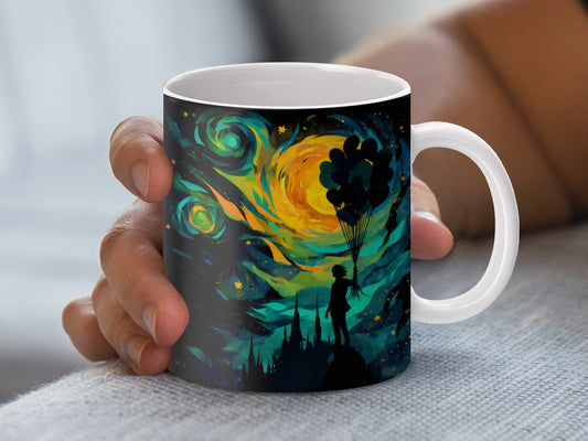Starry Night Inspired Coffee Mug, Van Gogh Artwork Print, Ceramic Mug for Art Lovers, Unique Gift Idea