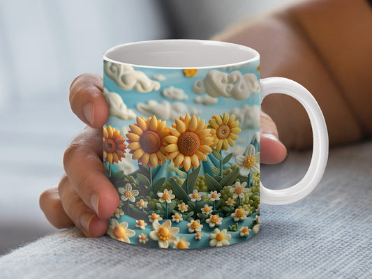 Colorful Sunflower Coffee Mug, Floral Ceramic Cup, Spring Flowers Gift, Decorative Kitchenware, Unique Drinkware for Home or Office