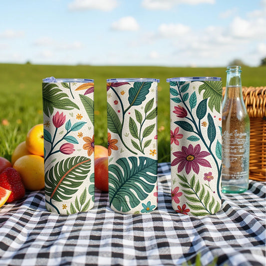 Floral Leaf Pattern Tall Travel Tumbler product type