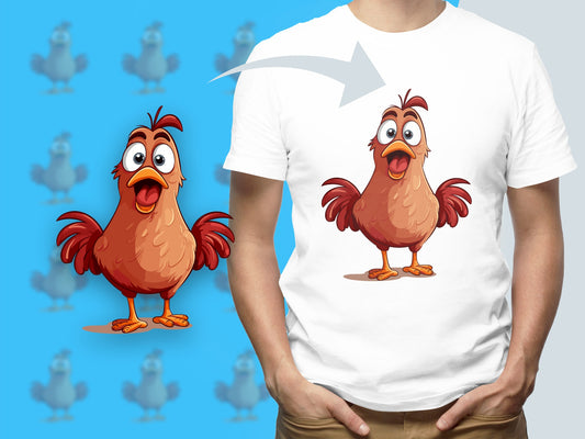 Funny Chicken Cartoon T-Shirt, Cute Hen Graphic Tee, Unisex Adult Clothing, Casual Bird Print Shirt