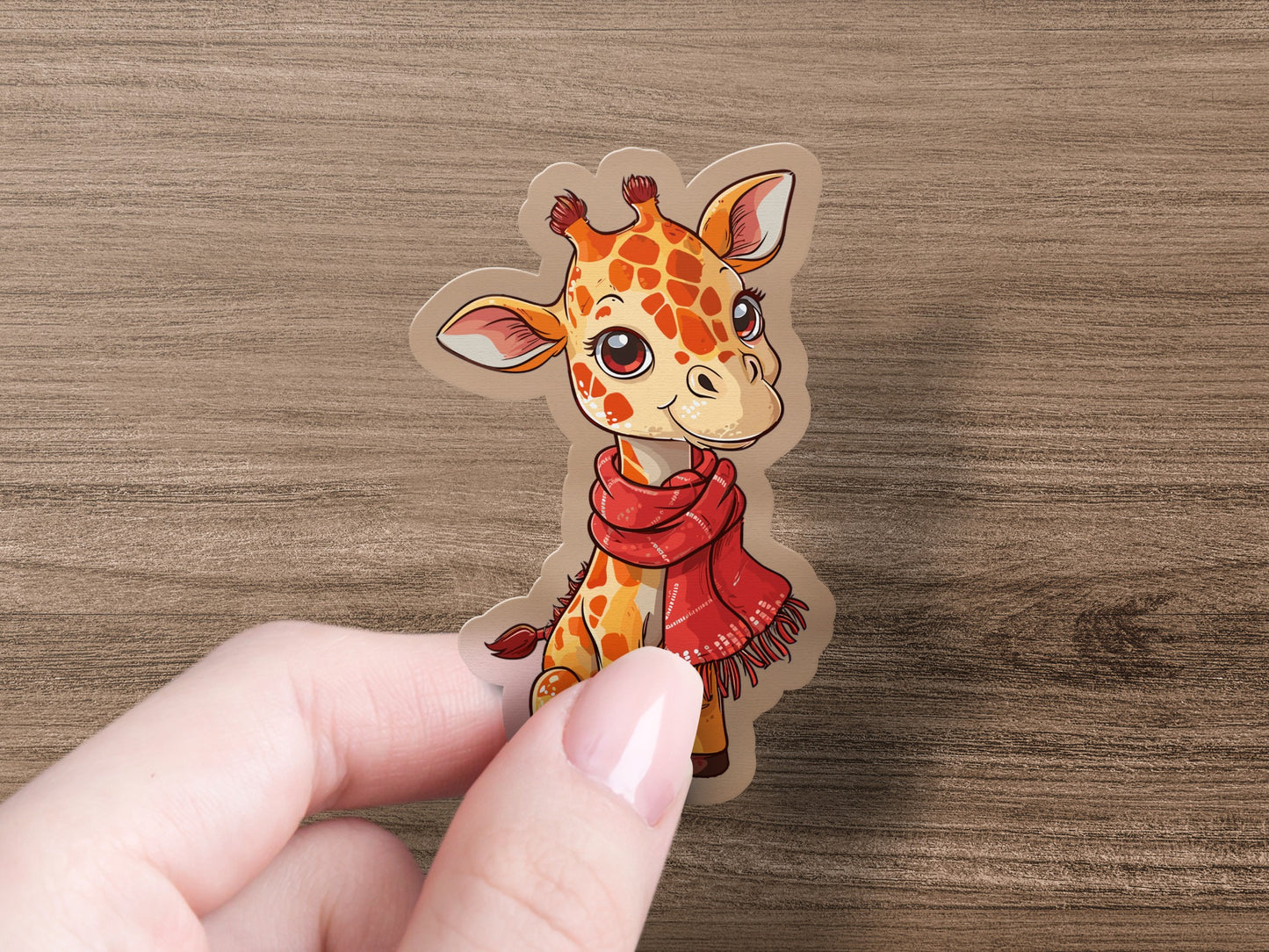 Cute Giraffe Wearing Red Scarf Sticker product