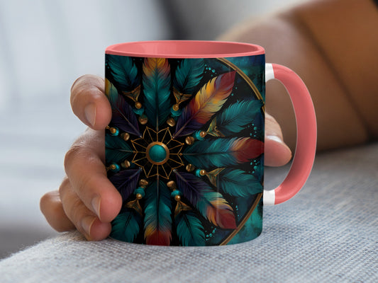 Colorful Feather Design Mandala Art Coffee Mug product