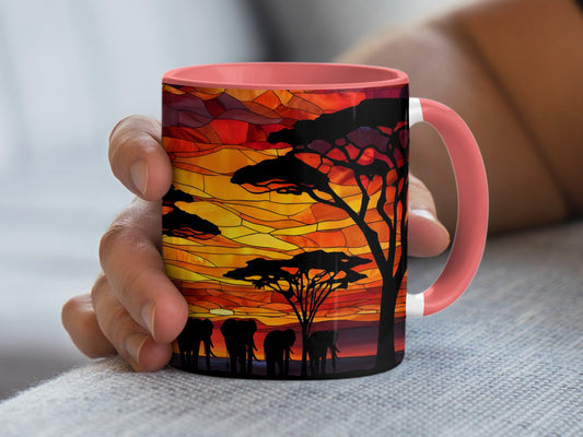 Colorful Sunset with Elephant Silhouette Mug product