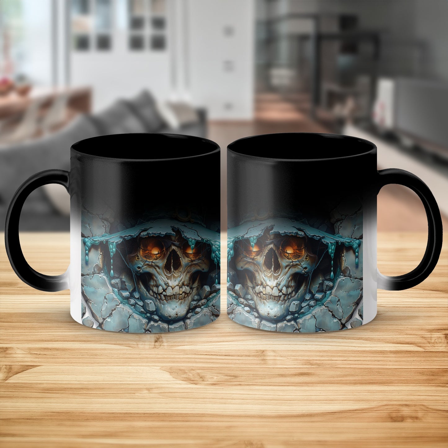 Spooky Skull Cracked Wall Illustration Coffee Mug product