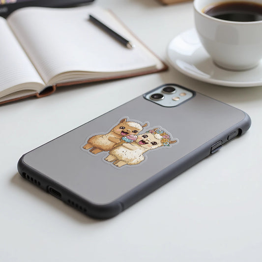 Cute Alpacas with Flowers and Ice Cream Phone Case product