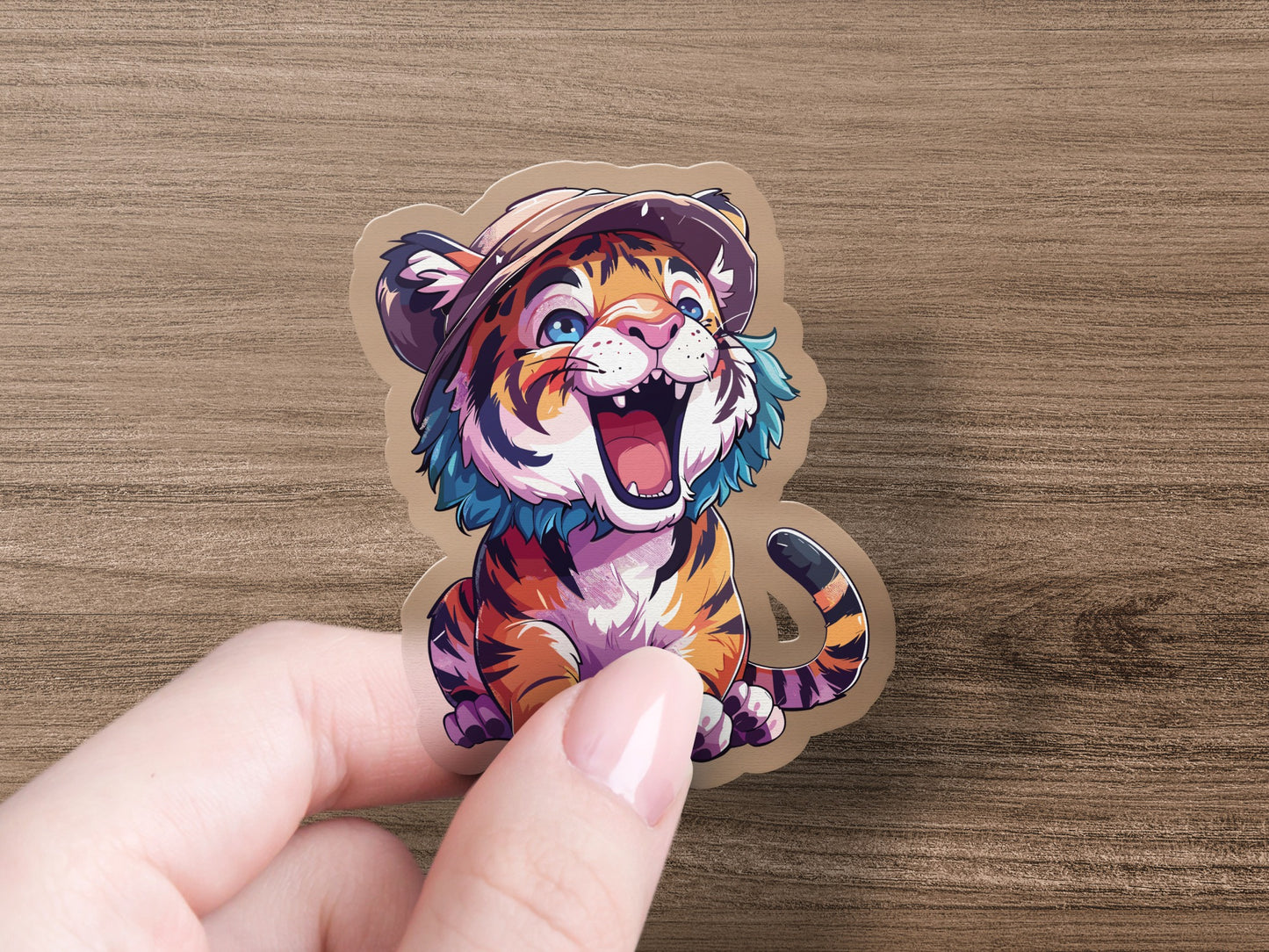 Cute Cartoon Tiger with Hat Sticker Product