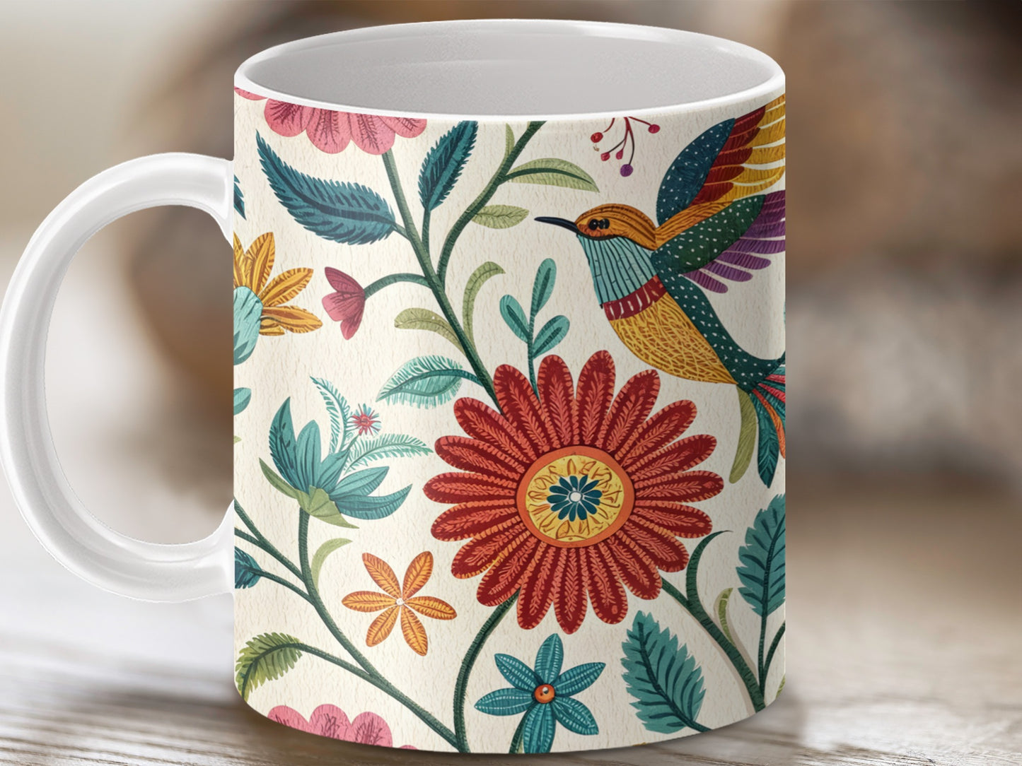 Vibrant Floral and Hummingbird Design Beverage Holder product