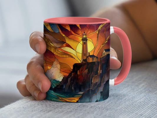 Vibrant Seaside Lighthouse Art Design Coffee Mug Product