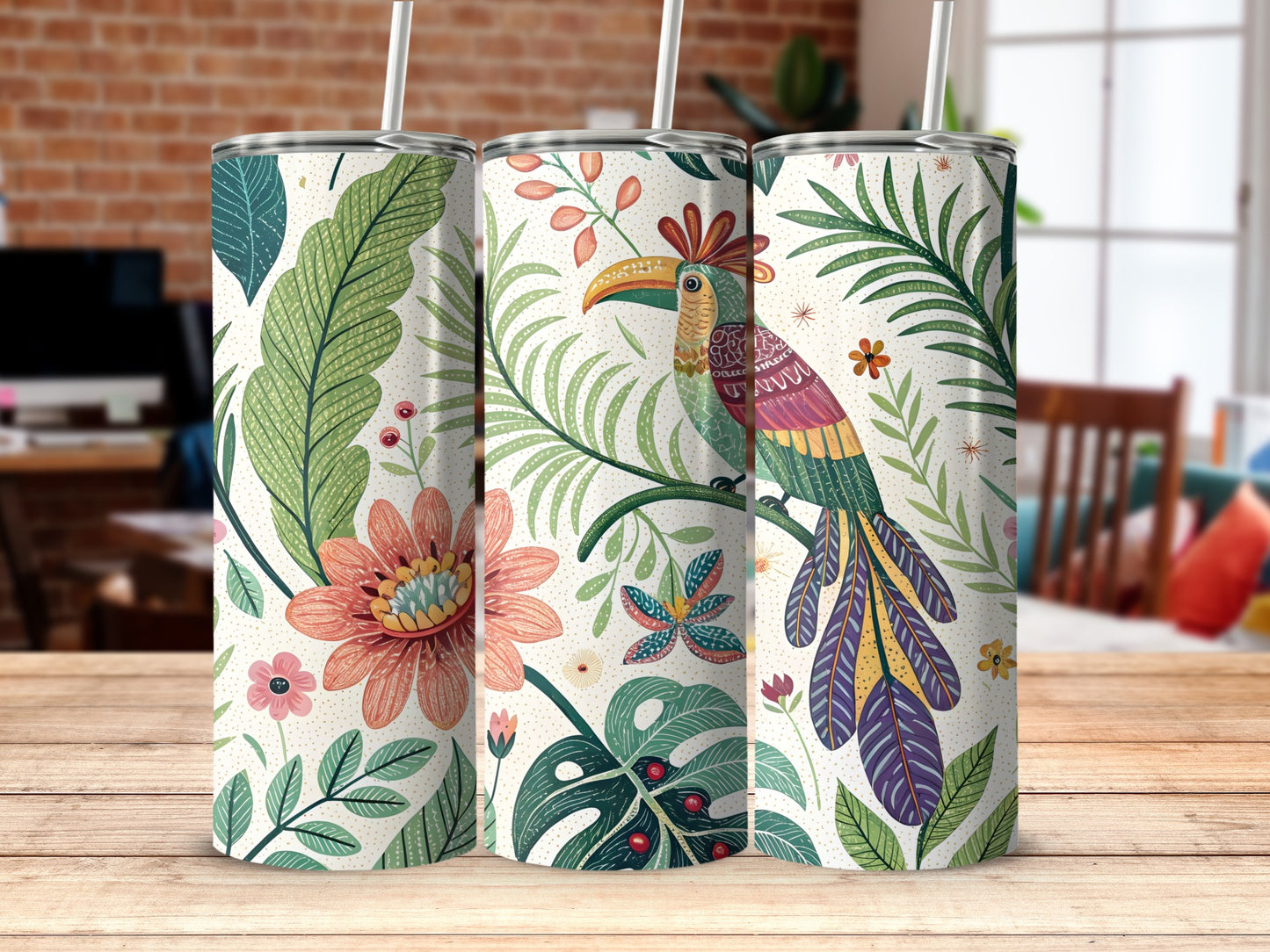 Tropical Floral Toucan Design Tumblers product type