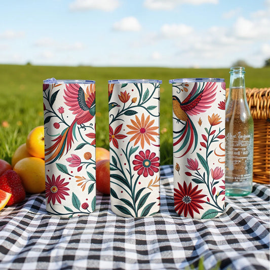 Floral and Bird Print Tumbler for Beverage Holder product