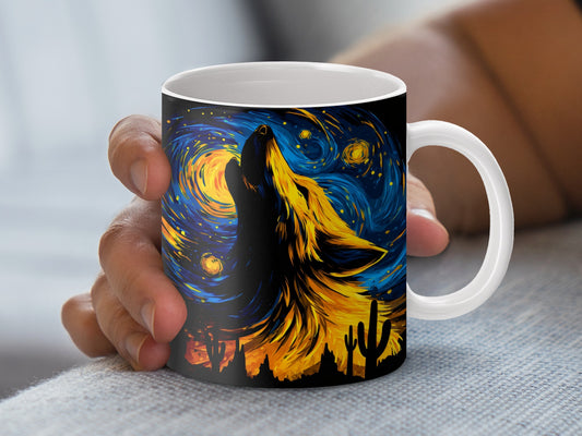 Howling Wolves Starry Night Design For your Coffee Mugs Digital Mug Wraps 11oz & 15oz