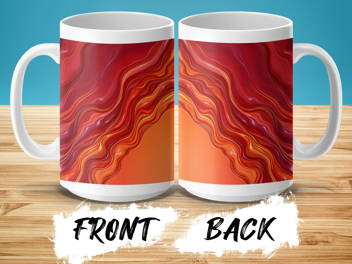 Abstract Red and Orange Swirl Design Mug product type