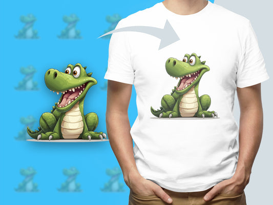 Cute Cartoon Alligator T-Shirt, Fun Kids Graphic Tee, Unisex Animal Design Shirt, Casual Summer Wear