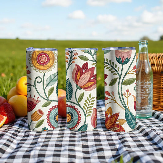 Floral Summer Picnic Patterned Tumbler Product
