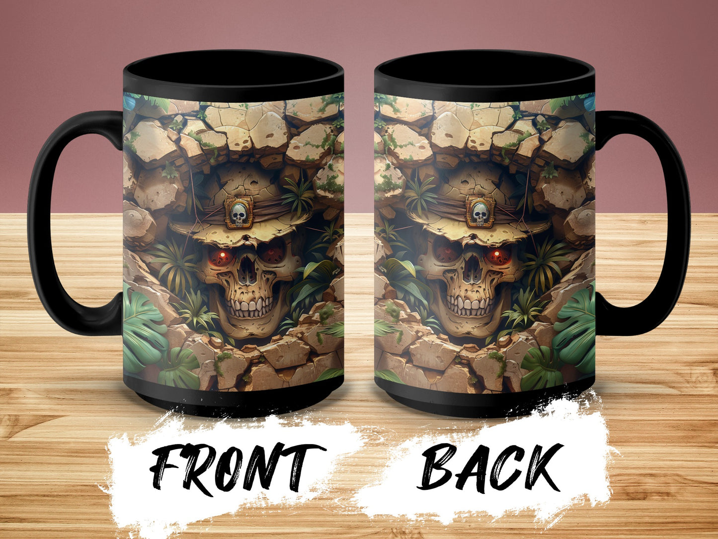 Skull Art Design Mug with Tropical Background product type