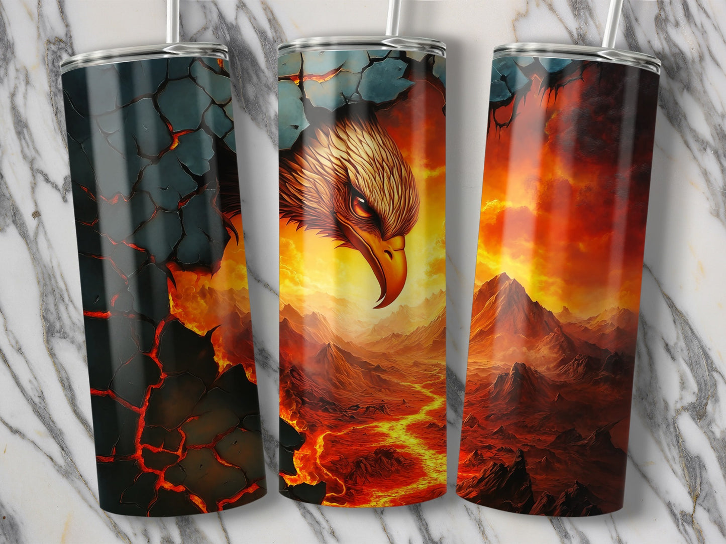 Eagle and Lava Land Tumbler Unique Custom Design product