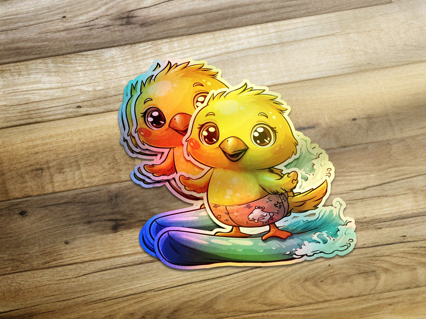 Cute Surfing Chicks Colorful Sticker product type